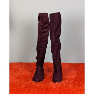NWT Nature Breeze Wine Vegan Faux Suede Thigh High Drawstring Riding Boot 9